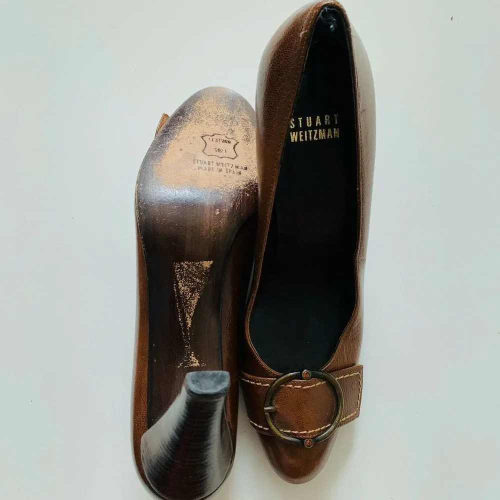 Stuwart Weitzman Rarenwob Narrow Leather Pumps - Picture 4 of 4